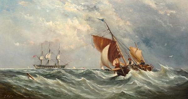 Ebenezer Colls Sailboats in a squall